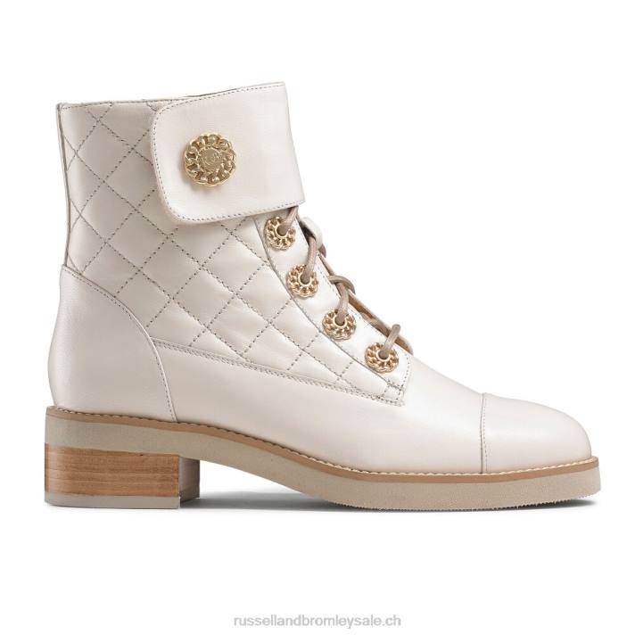 blanc 8BN6284 femmes Russell And Bromley bottines à lacets matelassées ringaroses