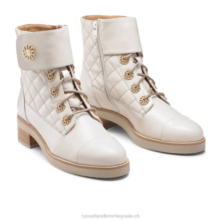 blanc 8BN6284 femmes Russell And Bromley bottines à lacets matelassées ringaroses