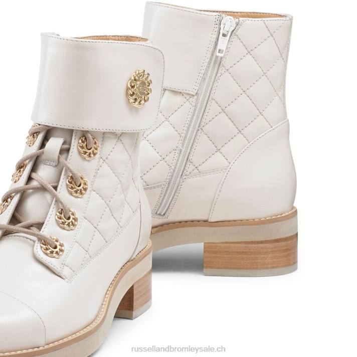 blanc 8BN6284 femmes Russell And Bromley bottines à lacets matelassées ringaroses