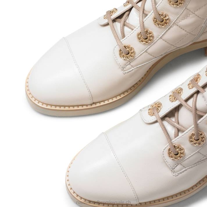 blanc 8BN6284 femmes Russell And Bromley bottines à lacets matelassées ringaroses