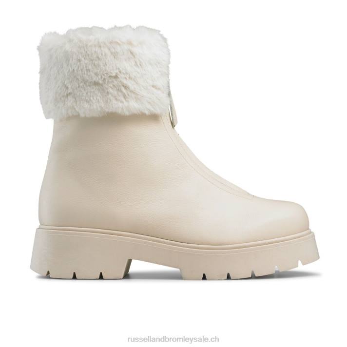 blanc 8BN6310 femmes Russell And Bromley bottes zippées en fausse fourrure du pays des merveilles