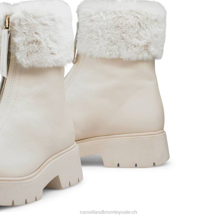 blanc 8BN6310 femmes Russell And Bromley bottes zippées en fausse fourrure du pays des merveilles