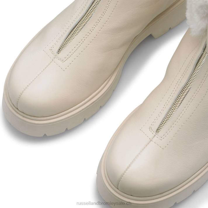 blanc 8BN6310 femmes Russell And Bromley bottes zippées en fausse fourrure du pays des merveilles