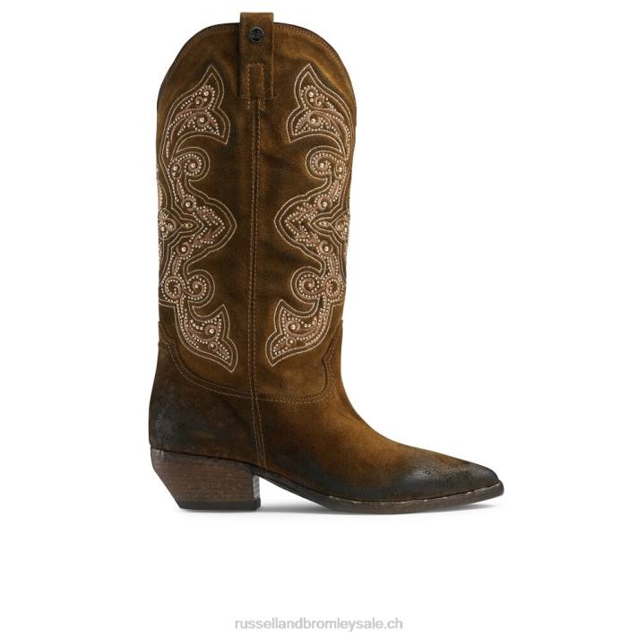 bronzer 8BN6360 femmes Russell And Bromley western brodé wildwest