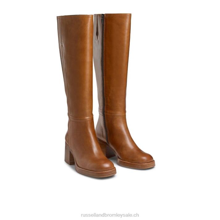 brun 8BN6341 femmes Russell And Bromley botte gaucho à talon carré