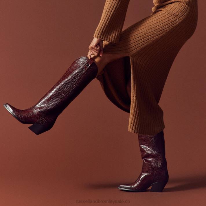 brun 8BN6363 femmes Russell And Bromley saloon genou haute western