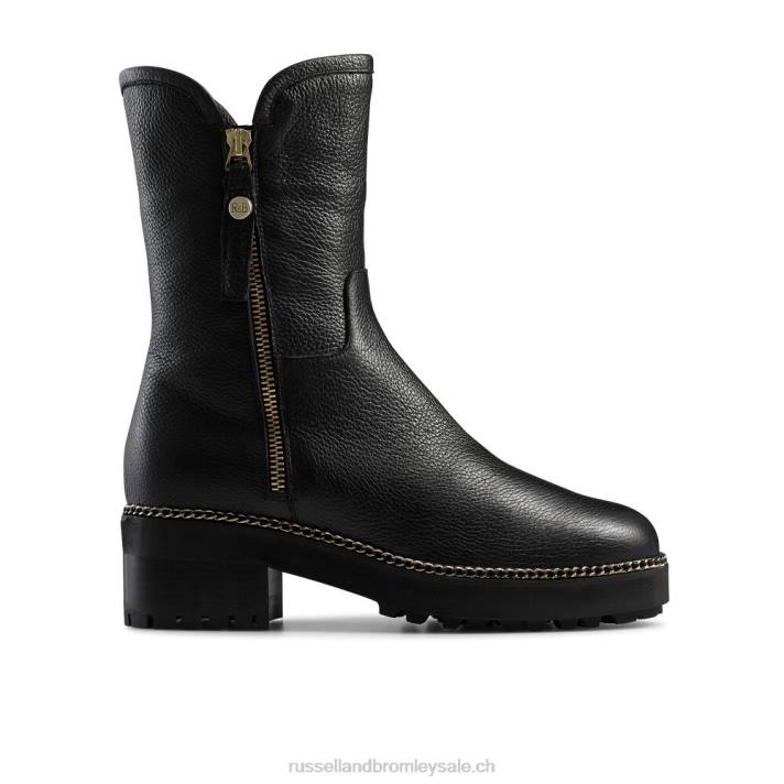 noir 8BN6257 femmes Russell And Bromley stomper zip latéral en shearling glacier