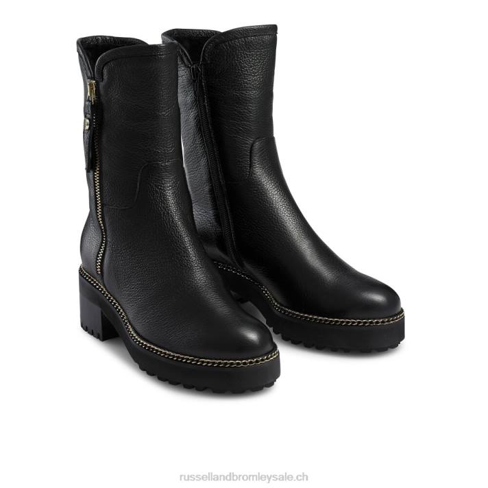 noir 8BN6257 femmes Russell And Bromley stomper zip latéral en shearling glacier