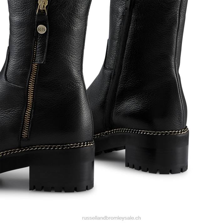 noir 8BN6257 femmes Russell And Bromley stomper zip latéral en shearling glacier