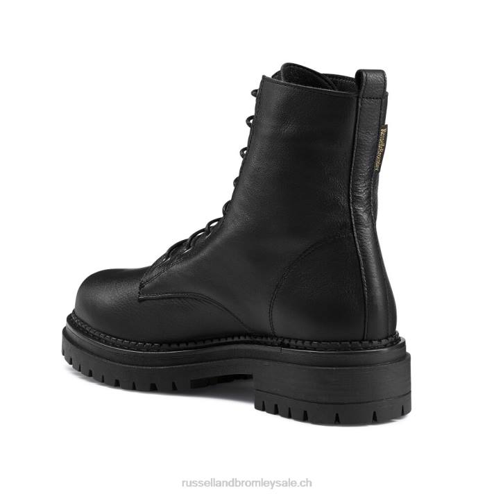 noir 8BN6265 femmes Russell And Bromley botte de combat à 8 œillets