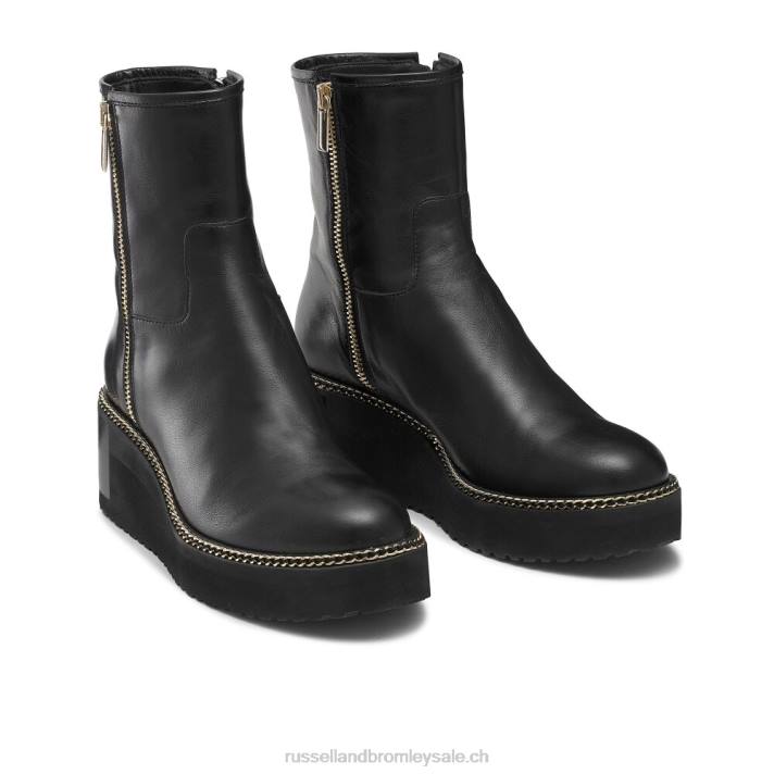 noir 8BN6276 femmes Russell And Bromley botte compensée à double zip