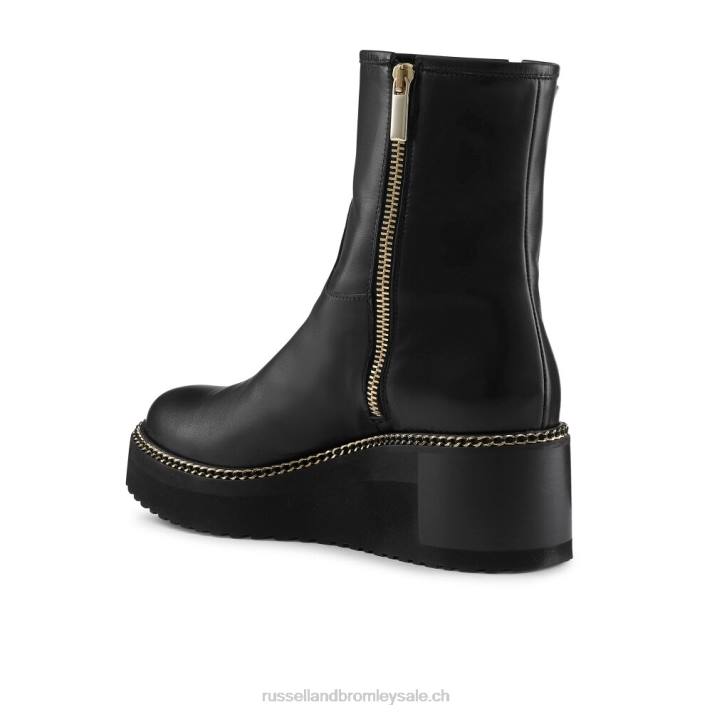 noir 8BN6276 femmes Russell And Bromley botte compensée à double zip