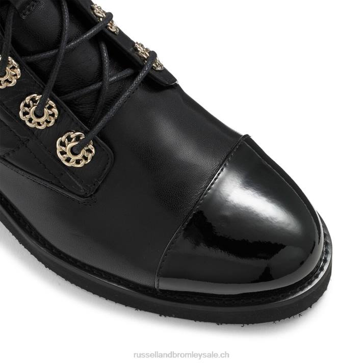 noir 8BN6282 femmes Russell And Bromley bottines à lacets matelassées ringaroses