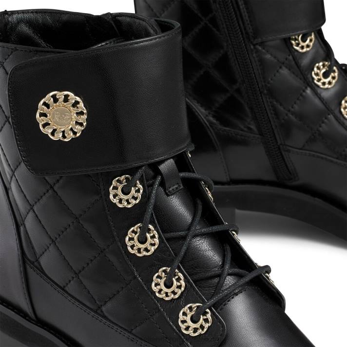 noir 8BN6282 femmes Russell And Bromley bottines à lacets matelassées ringaroses