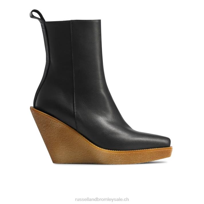 noir 8BN6291 femmes Russell And Bromley botte ronde en crêpe western