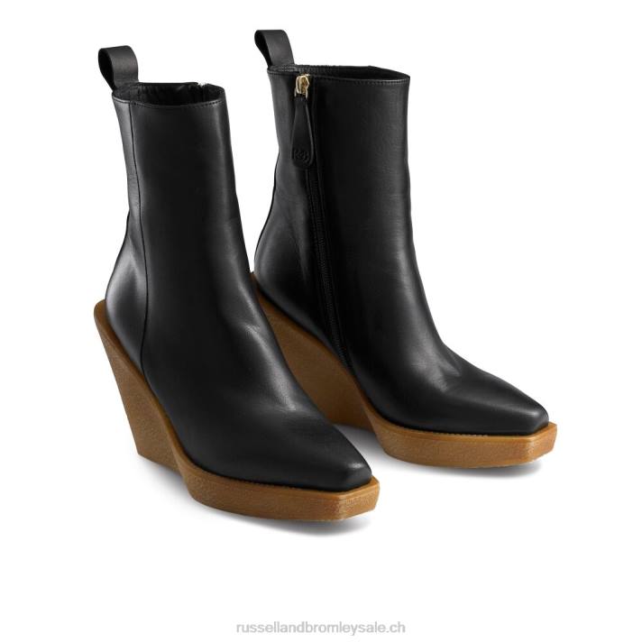 noir 8BN6291 femmes Russell And Bromley botte ronde en crêpe western