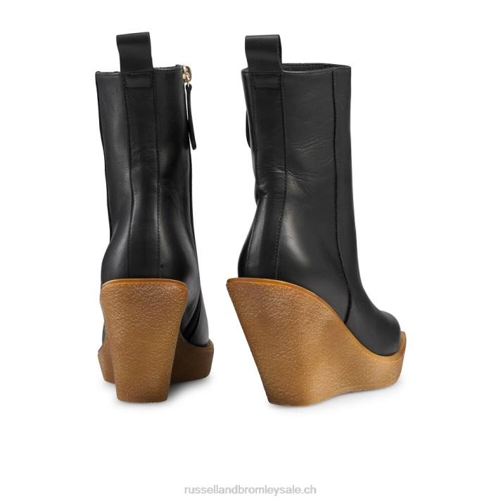 noir 8BN6291 femmes Russell And Bromley botte ronde en crêpe western