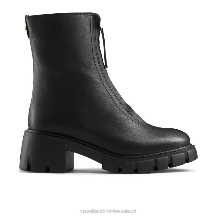 noir 8BN6293 femmes Russell And Bromley zipabout grosse botte zippée sur le devant