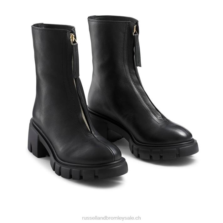 noir 8BN6293 femmes Russell And Bromley zipabout grosse botte zippée sur le devant