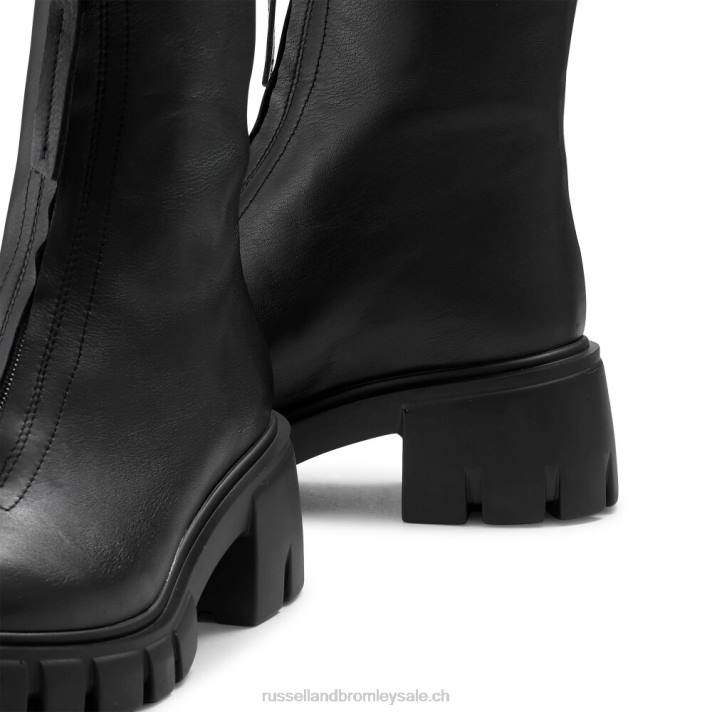 noir 8BN6293 femmes Russell And Bromley zipabout grosse botte zippée sur le devant