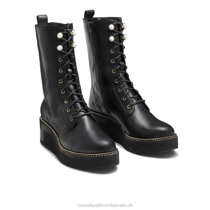 noir 8BN6298 femmes Russell And Bromley fonds compensés à lacets compensés