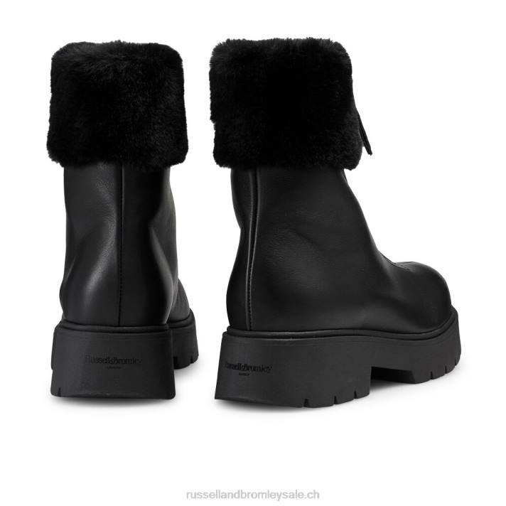 noir 8BN6304 femmes Russell And Bromley bottes zippées en fausse fourrure du pays des merveilles