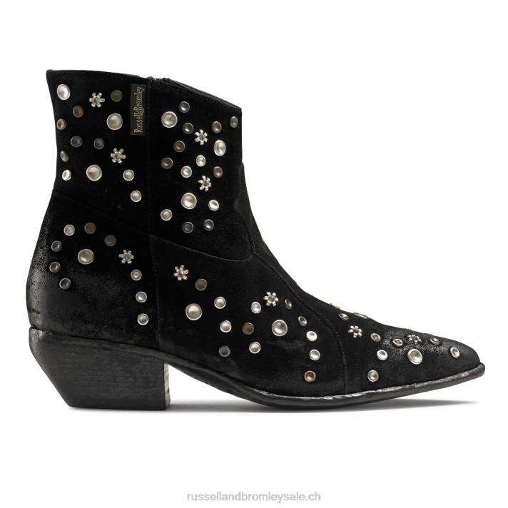 noir 8BN6309 femmes Russell And Bromley botte western embellie howdy