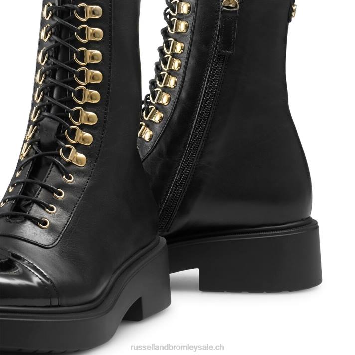 noir 8BN6312 femmes Russell And Bromley botte à lacets à bout éclair