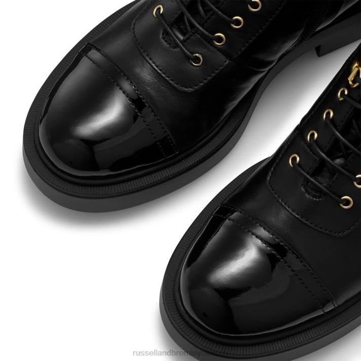 noir 8BN6312 femmes Russell And Bromley botte à lacets à bout éclair