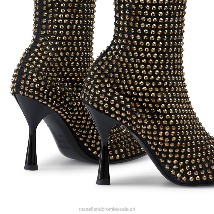 noir 8BN6316 femmes Russell And Bromley botte chaussette à bout rond stargaze
