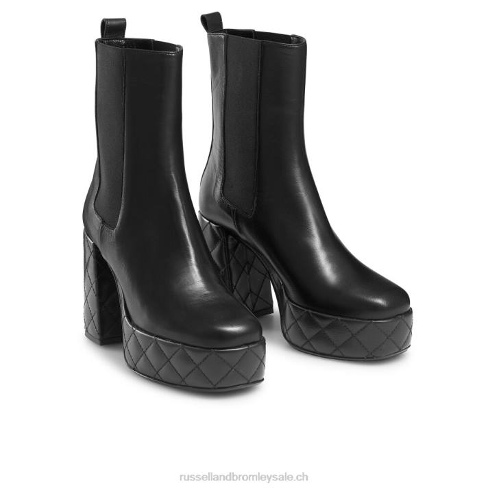 noir 8BN6321 femmes Russell And Bromley méga botte à plateforme matelassée
