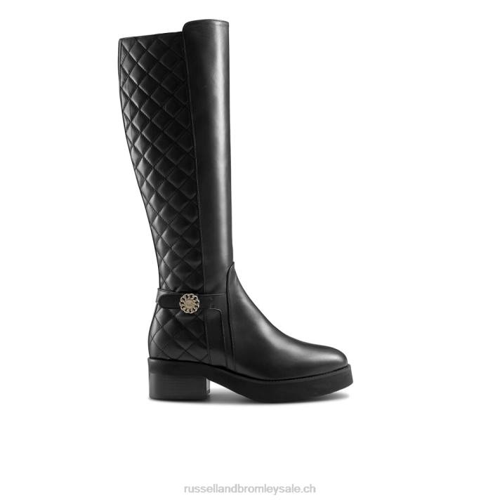 noir 8BN6350 femmes Russell And Bromley botte d'équitation matelassée nationale