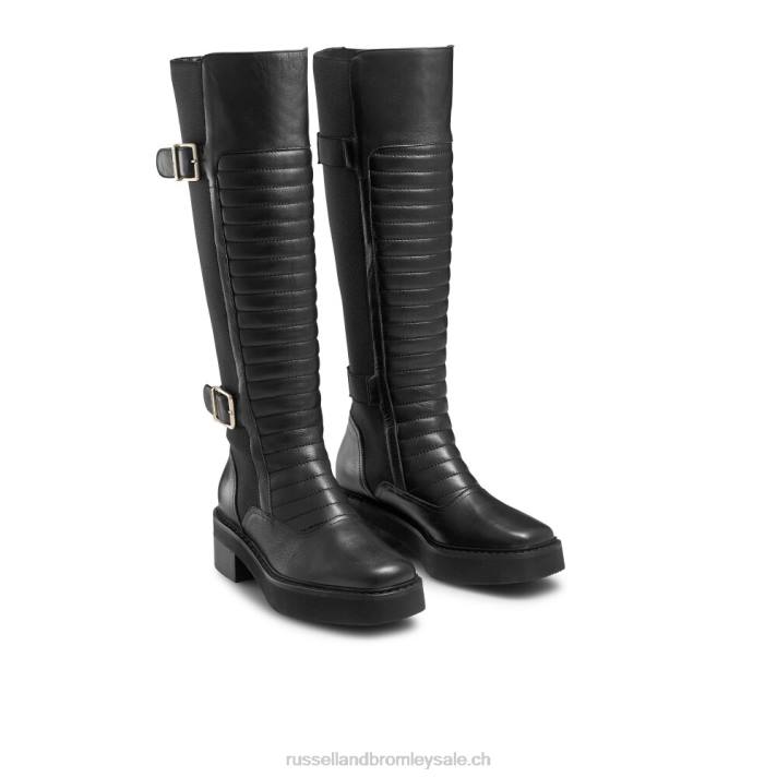 noir 8BN6352 femmes Russell And Bromley motard long à bout carré