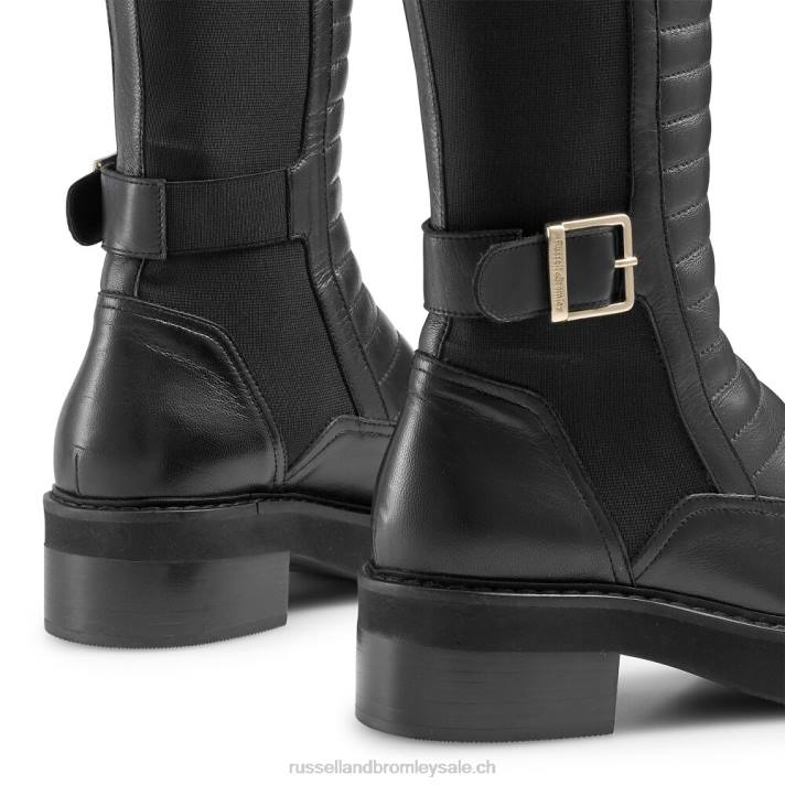 noir 8BN6352 femmes Russell And Bromley motard long à bout carré