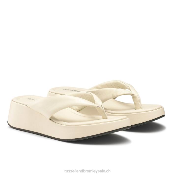 Ivoire 8BN6412 femmes Russell And Bromley sandale à bout plat Hoxton