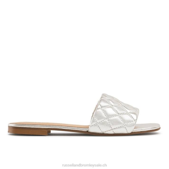 argent 8BN6397 femmes Russell And Bromley quiltmule mule plate matelassée