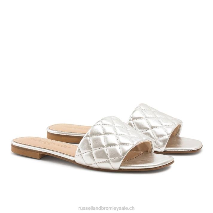 argent 8BN6397 femmes Russell And Bromley quiltmule mule plate matelassée