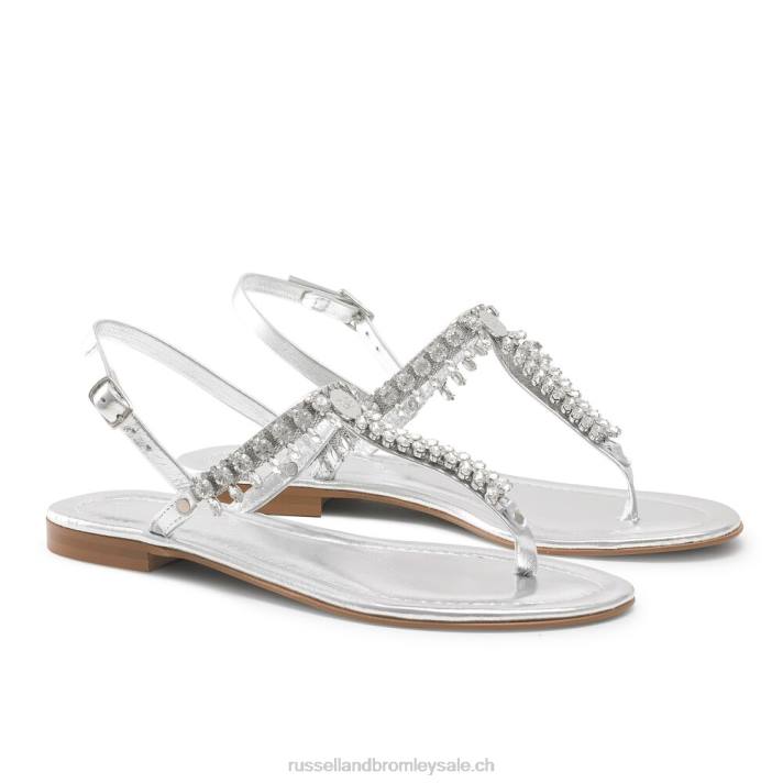 argent 8BN6404 femmes Russell And Bromley sandale à ornements en cristal