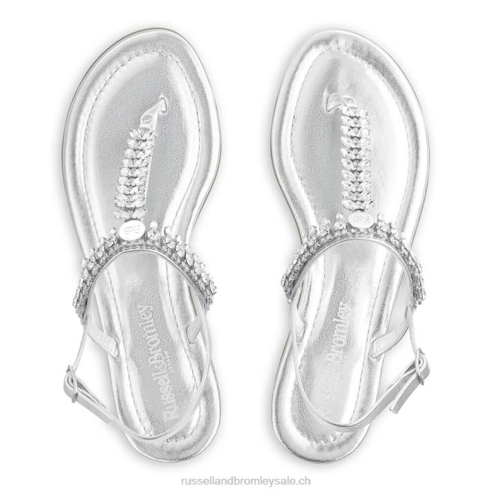 argent 8BN6404 femmes Russell And Bromley sandale à ornements en cristal