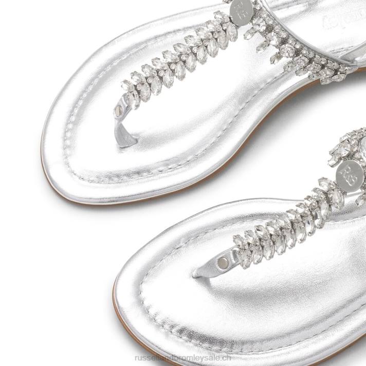 argent 8BN6404 femmes Russell And Bromley sandale à ornements en cristal
