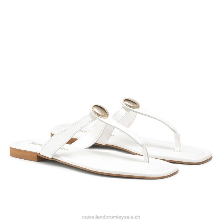 blanc 8BN6393 femmes Russell And Bromley lauretta string orteil à garniture de disque