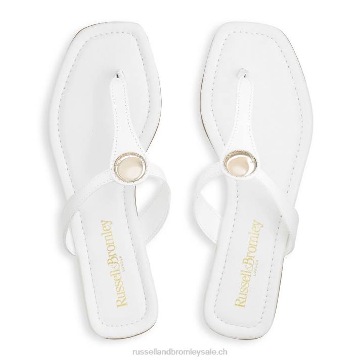 blanc 8BN6393 femmes Russell And Bromley lauretta string orteil à garniture de disque