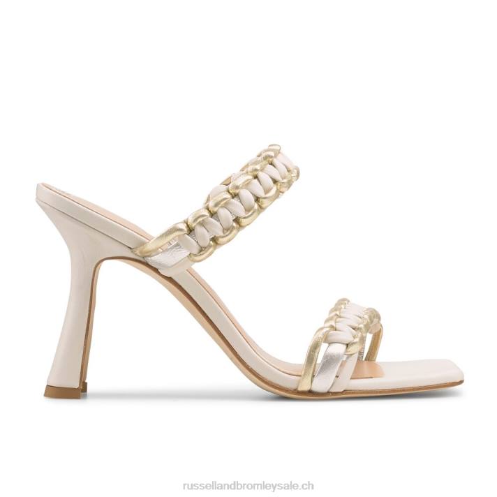 blanc 8BN6422 femmes Russell And Bromley mule à double bride tressée sunrise