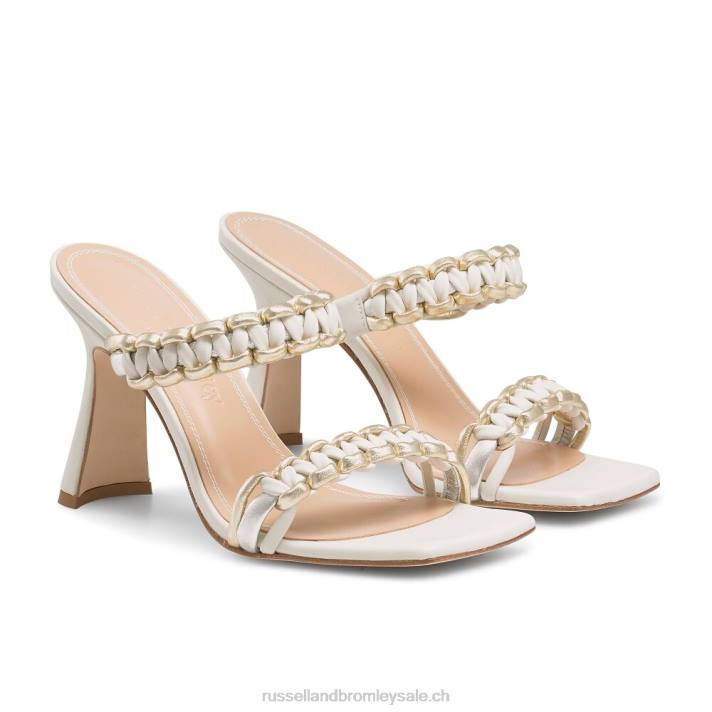 blanc 8BN6422 femmes Russell And Bromley mule à double bride tressée sunrise