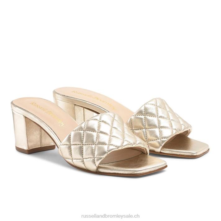 métallique 8BN6147 femmes Russell And Bromley quiltbloc mule matelassée