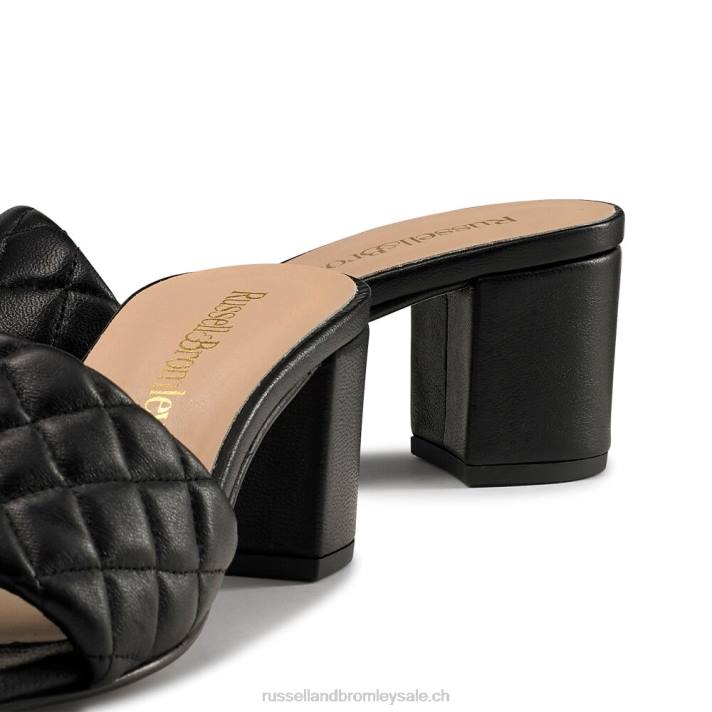 noir 8BN6141 femmes Russell And Bromley quiltbloc mule matelassée