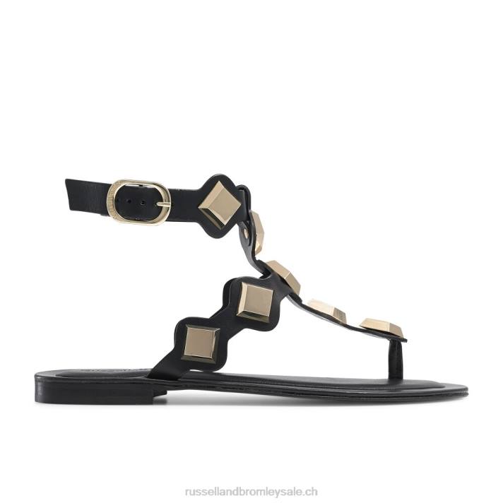 noir 8BN6371 femmes Russell And Bromley sandale à bout clouté médaille