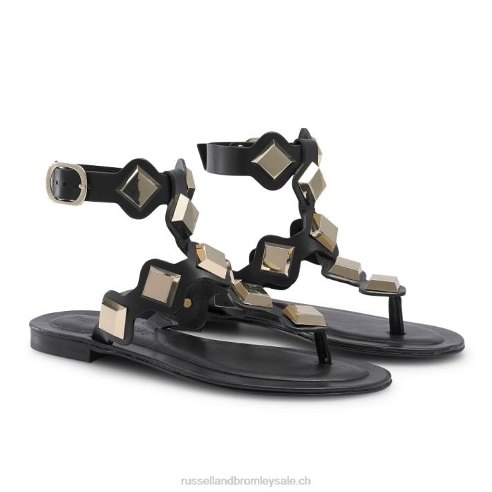 noir 8BN6371 femmes Russell And Bromley sandale à bout clouté médaille