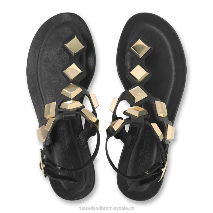 noir 8BN6371 femmes Russell And Bromley sandale à bout clouté médaille