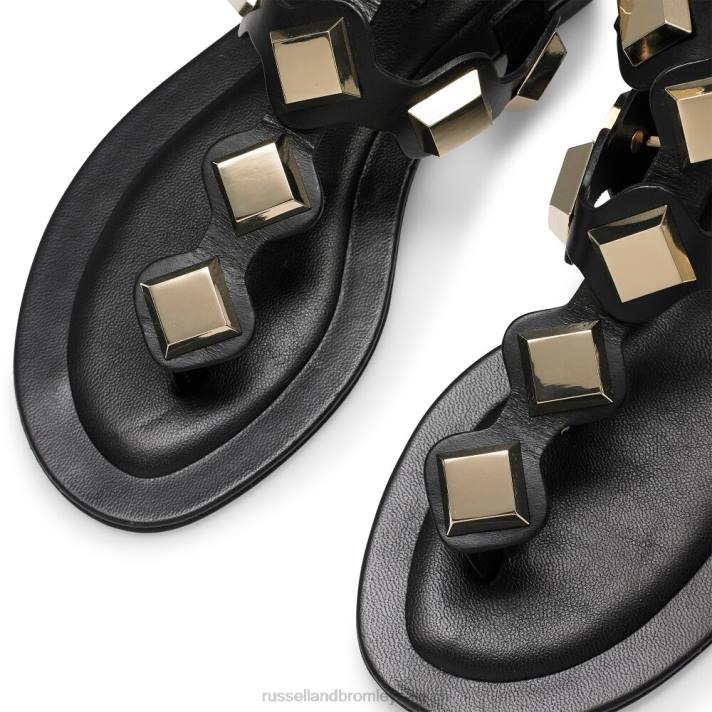 noir 8BN6371 femmes Russell And Bromley sandale à bout clouté médaille